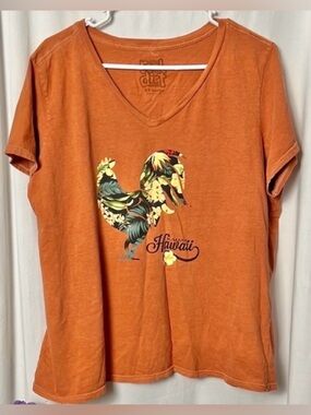 Original Real Dirt Shirt Orange Graphic Hawaiian Short Sleeve Tee Size XXL